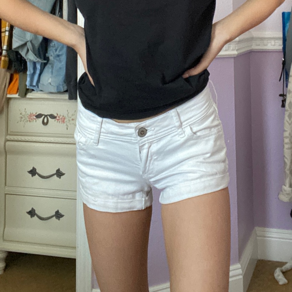 Hollister Low-Rise White Denim Shorts